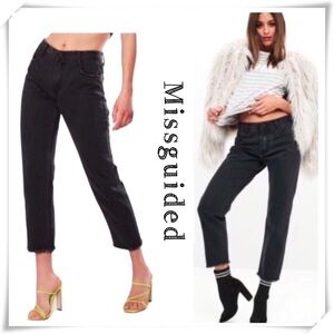 MISSGUIDED Wrath Mid Rise Clean-Cut Crop Leg Jeans in Black Size 8 Petite New